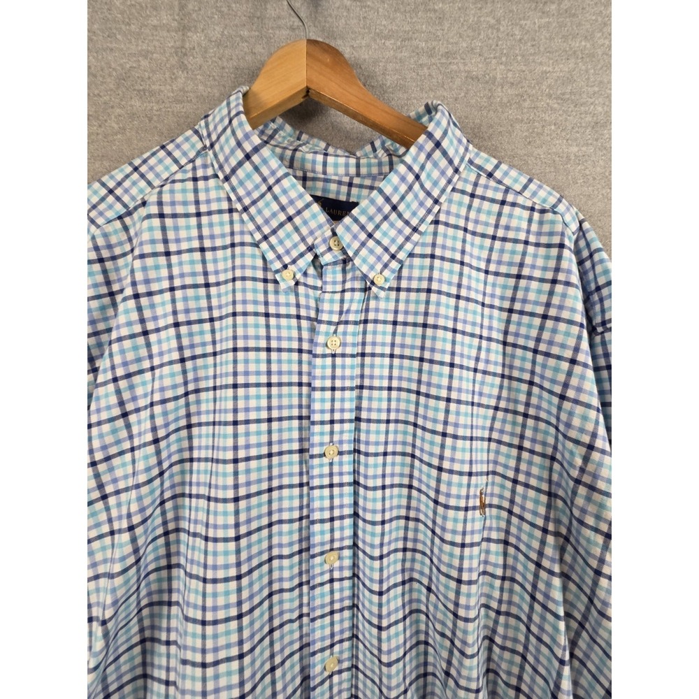 Polo Ralph Lauren Shirt 4XB Blue Multi Check Flesh Pony Long Sleeve Button Up